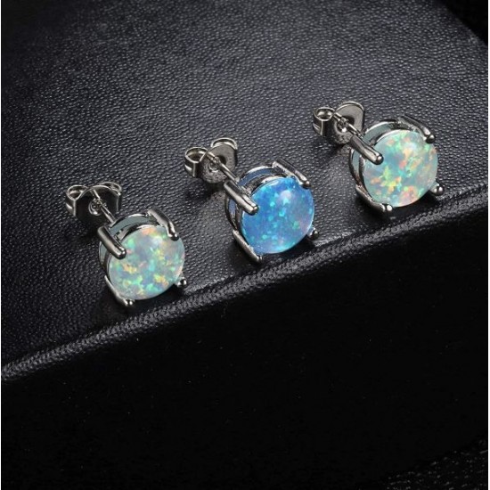 3 Pair Stud Earrings Set For Womens Teens Opal Birthstone Earrings For Sensitive Ears Round Gemstone Ear Stud Gift 4mm 6mm 8mm 3 Pair Stud Earrings Set For Womens Teens Opal Birthstone Earrings For Sensitive Ears Round Gemstone Ear Stud Gift 4mm 6mm 8mm